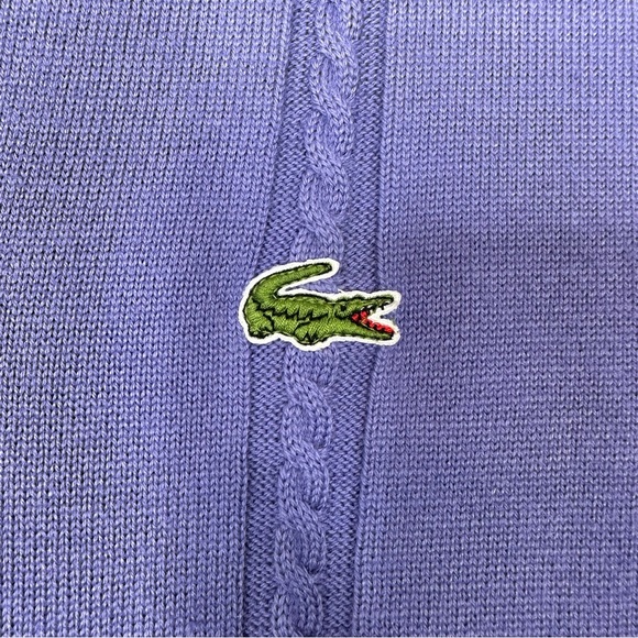 Vintage Izod Lacoste sweater vest v neck cable knit academia 90s lavender preppy - Picture 3 of 6